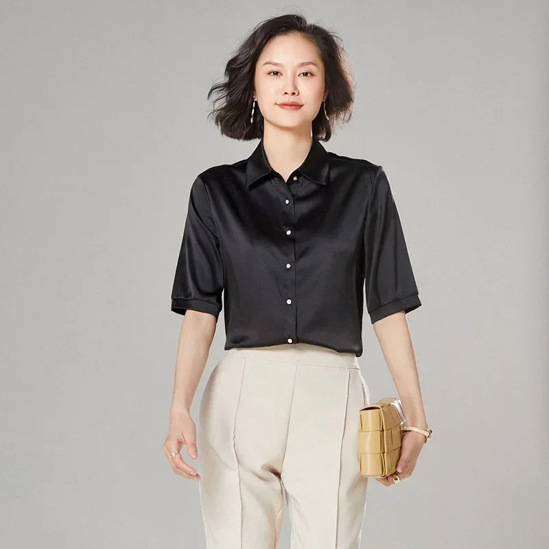 Tcyeek-Haut à manches mi-longues pour femmes, chemise Mulberry InjShirt pour dames, vêtements d'été élégants, nouveau, 92%, 2023, LM