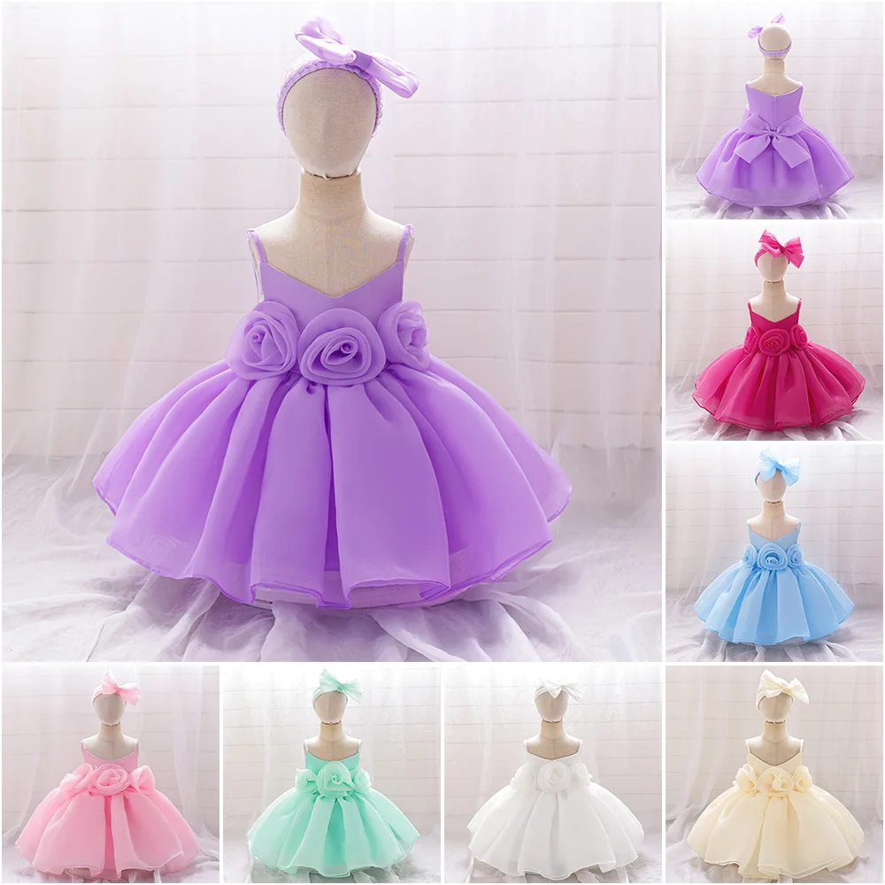 Infant Evening Gown New Year 2024 Cute Flower Mesh Tutu Skirt Spanish Style Dress Halloween Christmas Party 12M 18M 24M 36M