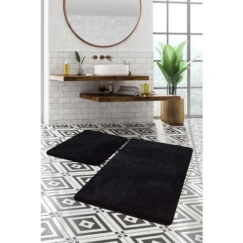 

Wraps 2 Pack Black 100x60 cm-50x60 cm Gel Non-Slip Floor Post Plush bath Mat Set