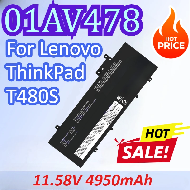 

New 01AV478 11.58V 4950mAh Laptop Battery For Lenovo ThinkPad T480S Series High Quality Rechargeable Battery