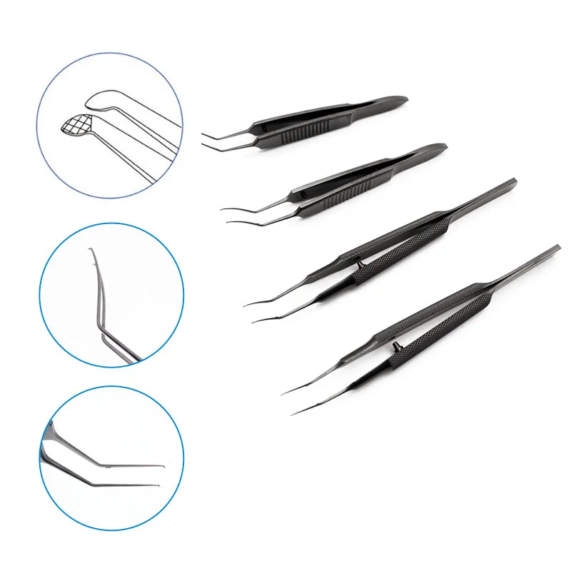 Titanium Capsulorhexis Forcep Black Handle  85mm/105mm Ophthalmic Surgical Instrument Capsulorhexis Tweezers