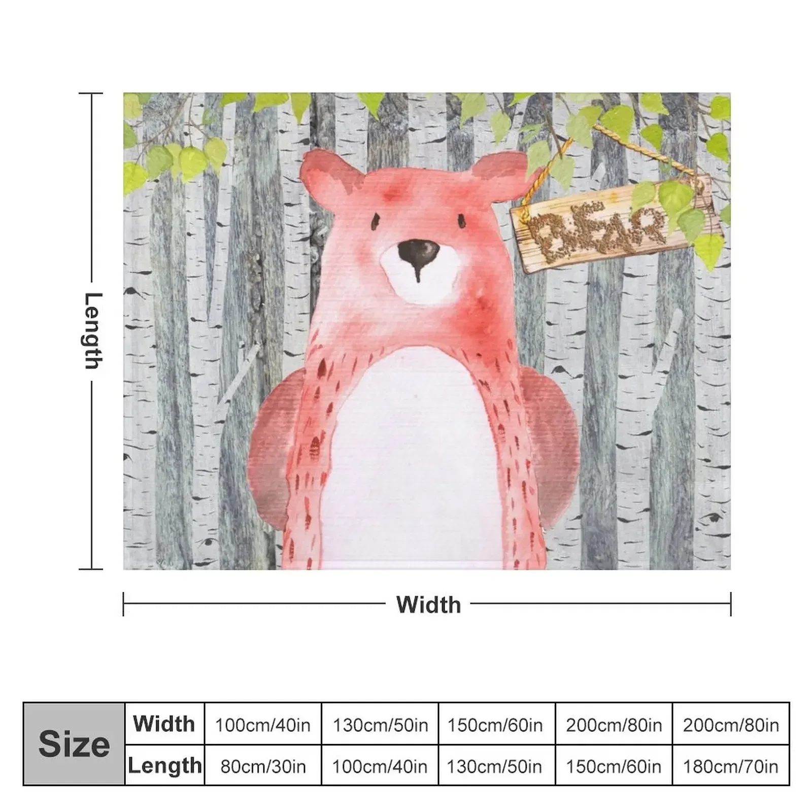 Bear- Woodland Friends- Watercolor Illustration Throw Blanket Shaggy Luxury Designer Nap Blankets