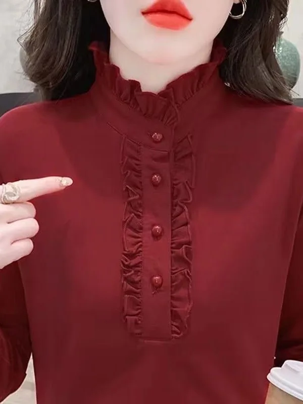 

Fall Winter Fce Lined Long Sve Slim Fit Women's Base irt Inner Wear Comfortable Breathable Moisture ng Top