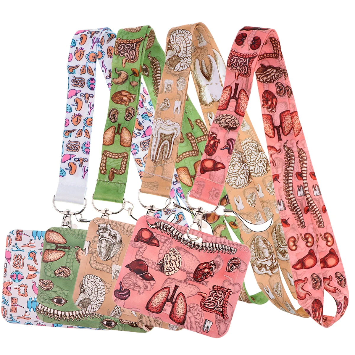 인체 장기 끈, 의사 간호사 목 스트랩 리본, 전화 버튼, ID 카드 홀더 끈, DIY 행잉 로프 