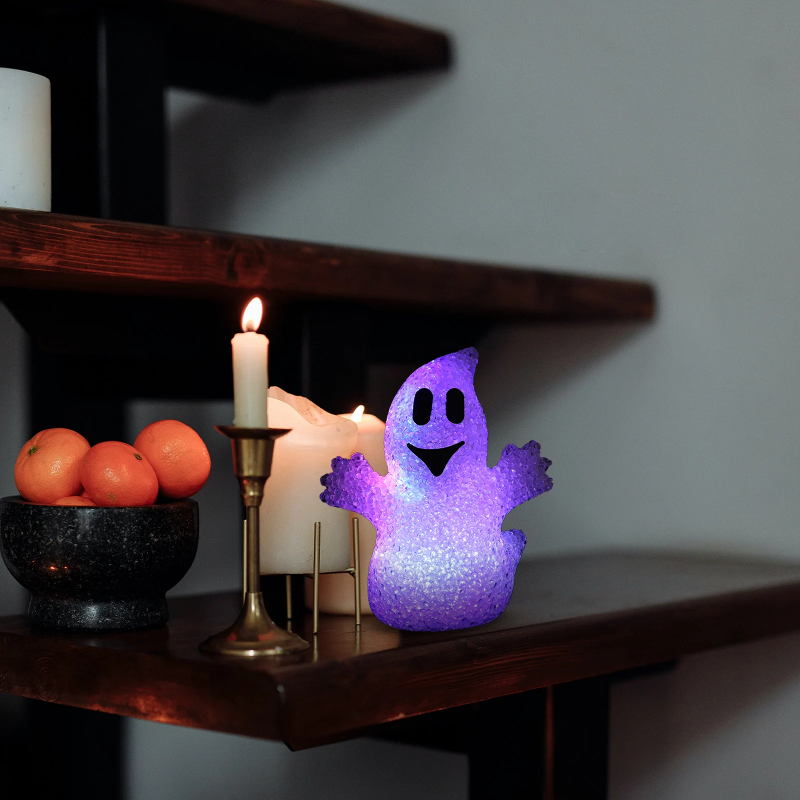 2pcs White Ghost Night Light Halloween Decoration Durable Festive Atmosphere Lamp Small Table Props Child Fun