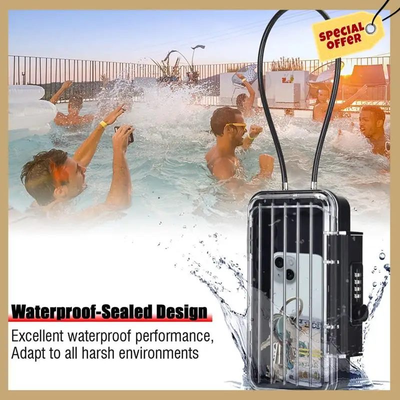 잠금 상자, 전화 잠금 상자, 보안 잠금 상자, 투명한 야외 방수 여행 안전, 비밀번호 해변 상자 내구성, 투명