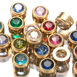 Dijes de circón de acero inoxidable para fabricación de joyas, 10 piezas, 6mm, agujero para colgantes con collar, pulsera, pendientes de Navidad, bricolaje