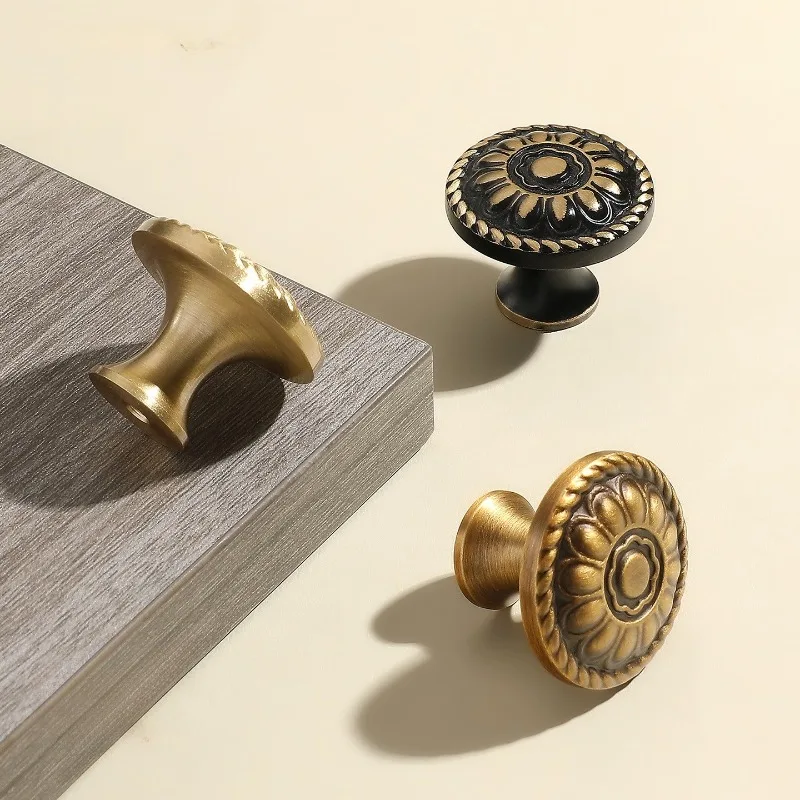 Bronze wardrobe single-hole handle high-end drawer coffee table cabinet bedside table entrance cabinet solid pull handle