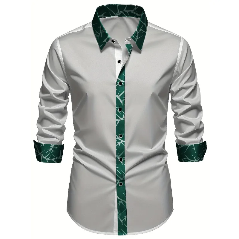 FGKKS Men Shirt Brand New Arrival Patchwork Tuxedo Long Sleeve Smart Casual Elastic Man Business Dress Shirts