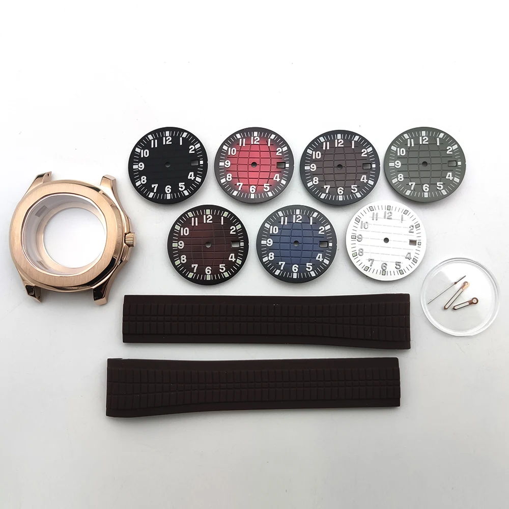 

New men's watch case 42mm PVD rose gold stainless steel waterproof Case Luminous function Adapted movement: NH35/36/4R35A/4R36A