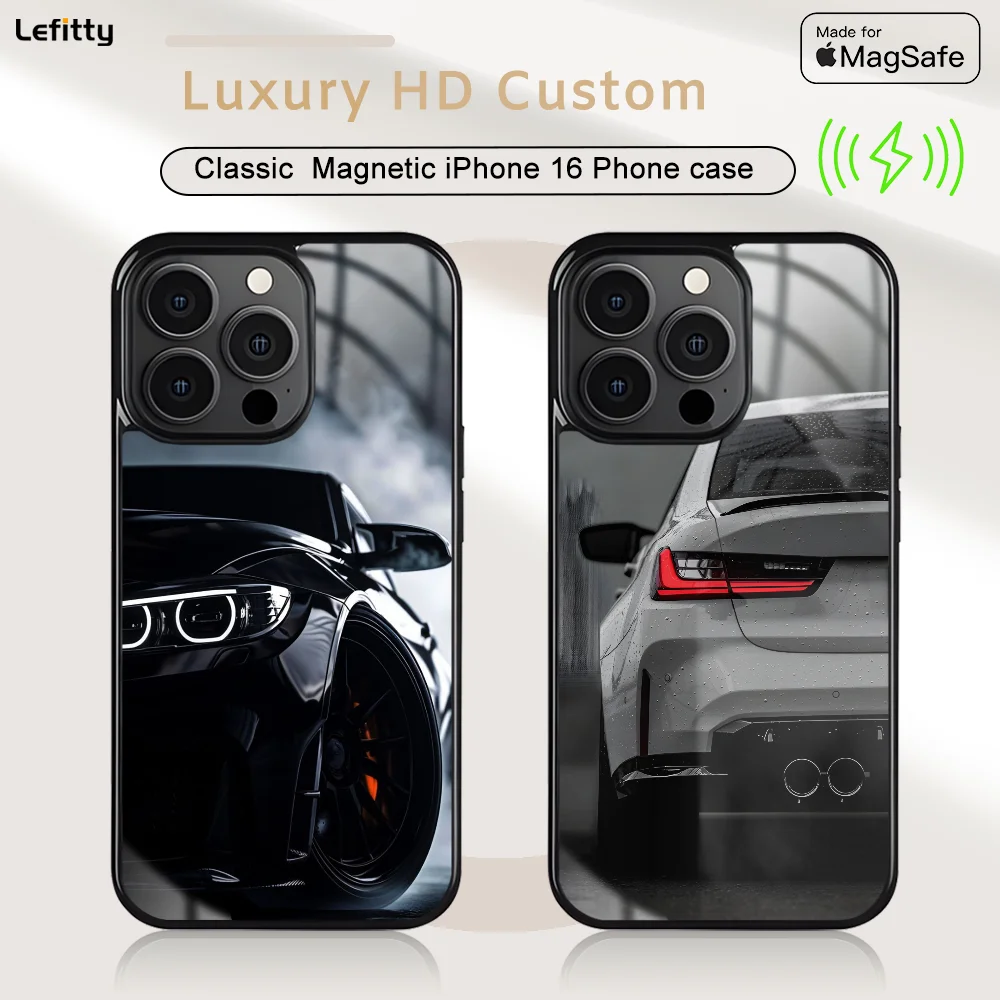 

Cool SuperCar-B-BmW Black Phone Case For iPhone 16 15 14 13 12 11 Pro Max Plus Mini Magnetic Magsafe Wireless Charging Cover