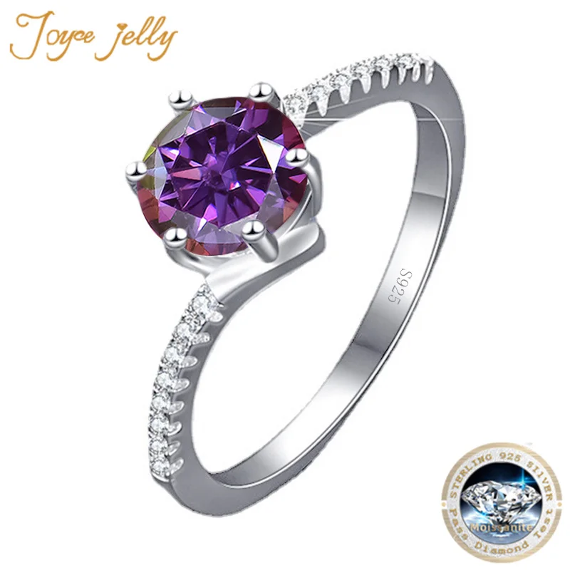 

JoyceJelly 18 color 1CT 6.5mm moissanite ring for women come with GRA certi 100% pass diamond test Sterling Silver 925 Jewelry