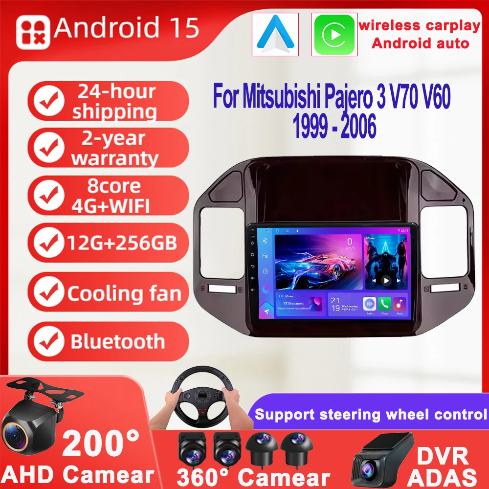 

9.7 inch Android 15 For Mitsubishi Pajero 3 V70 V60 1999 - 2006 Auto Radio Stereo Head Unit Multimedia Player No 2din DVD 5G BT