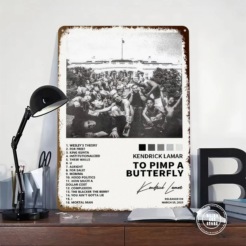 Kendrick Lamar Rapper Rap Tinplate Posters Customizable Wall Art Retro Vintage Metal Signs for Home Room Setup Decorations Decor
