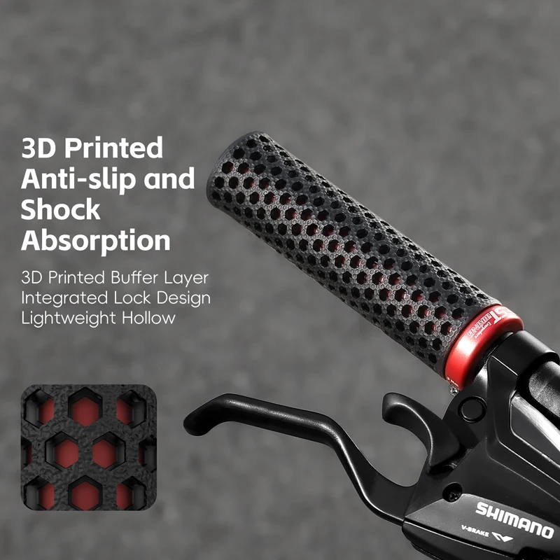 

3D Printed Bicycle Grips Shock Absorbing Hollow Lock-On Handlebar Cover Ultralight Anti-Slip MTB Bike Ergonomic Handle Grips
