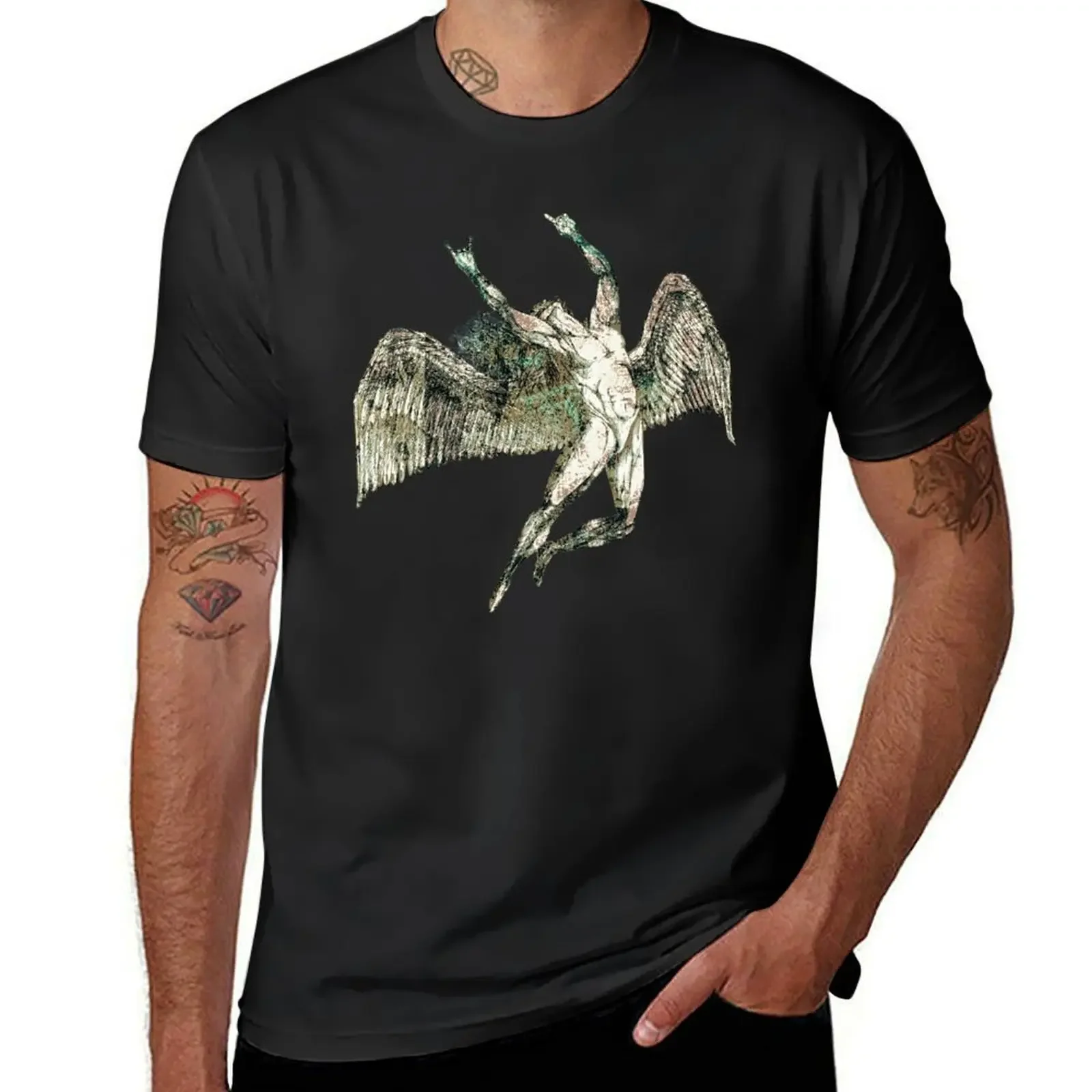 ICARUS THROWS THE HORNS - antique grunge*awesome UNLISTED designs in my portfolio* T-Shirt new edition funny t shirts men