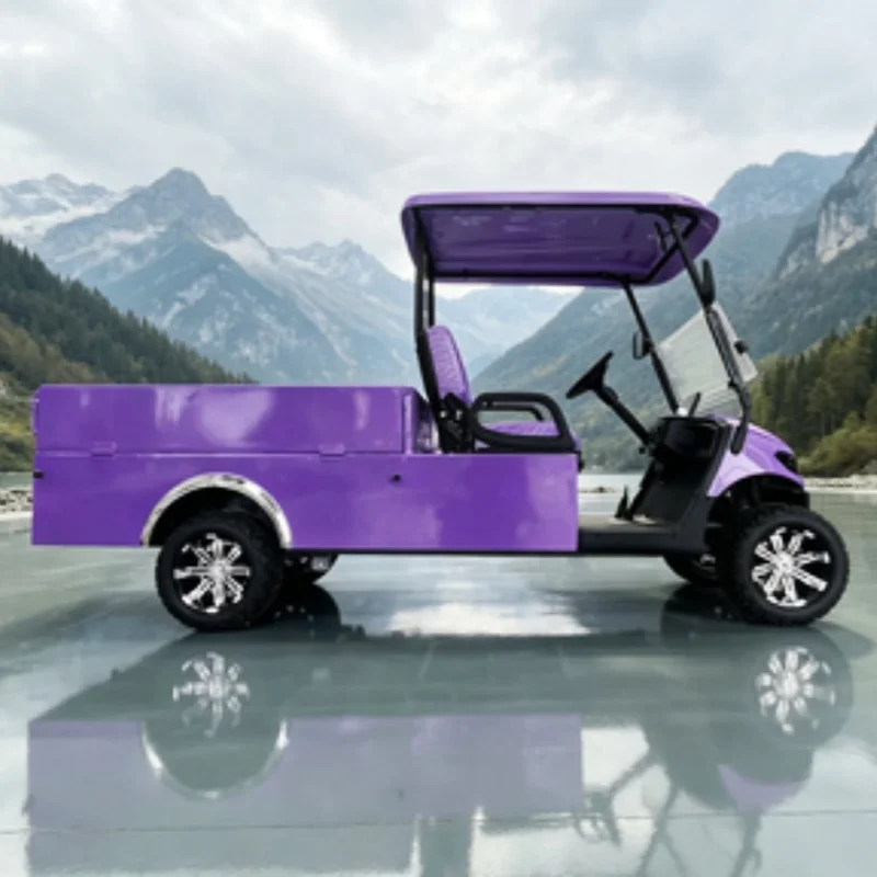 Chinese Supplier Electric Golf Cart Hunting Club Car Street Legal With Off-Road Tires Rear Cargo Box Upholstered Seat