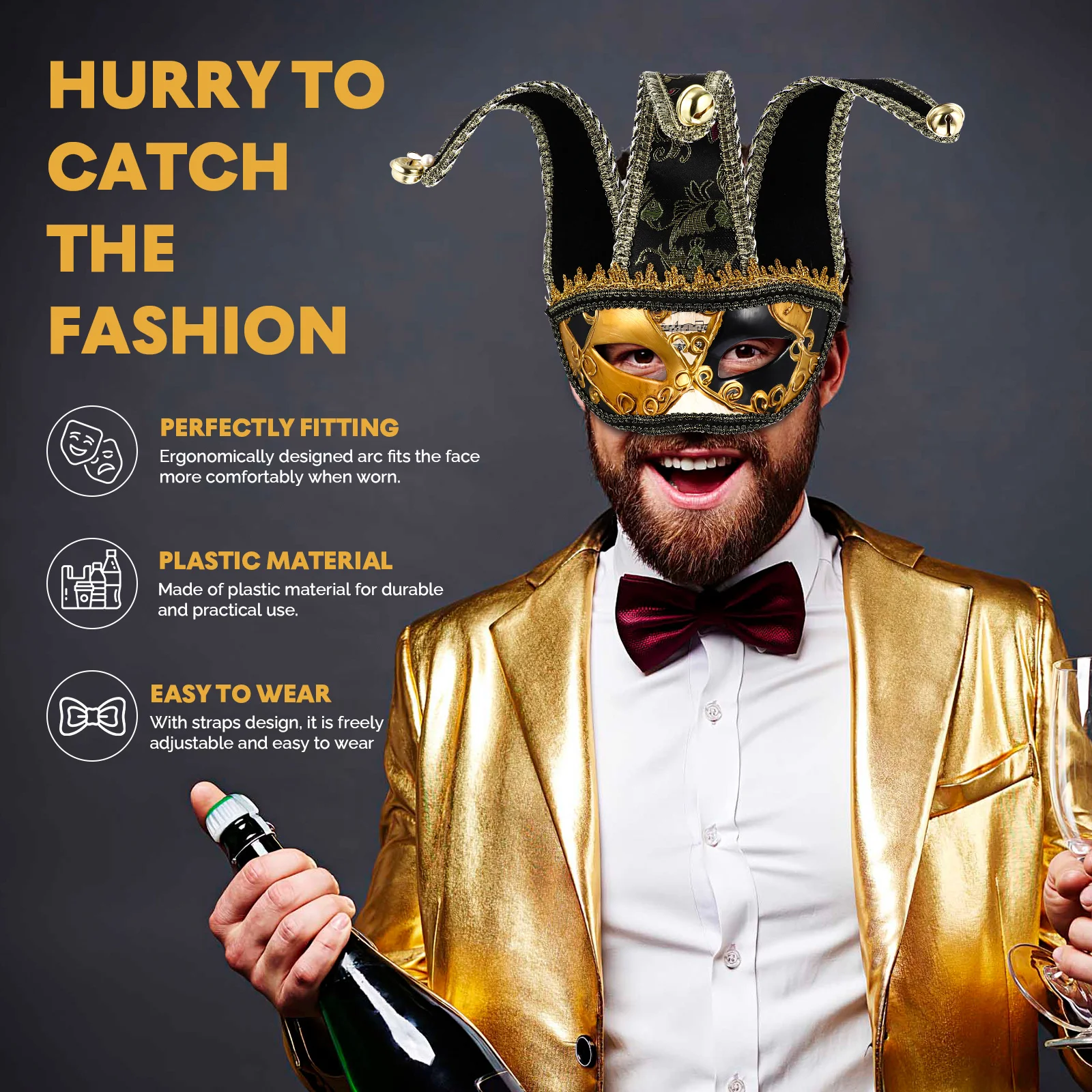 

Premium Halloween Masquerade Mask Half Face Carnival Party Fancy Dress Up Ball for Adults