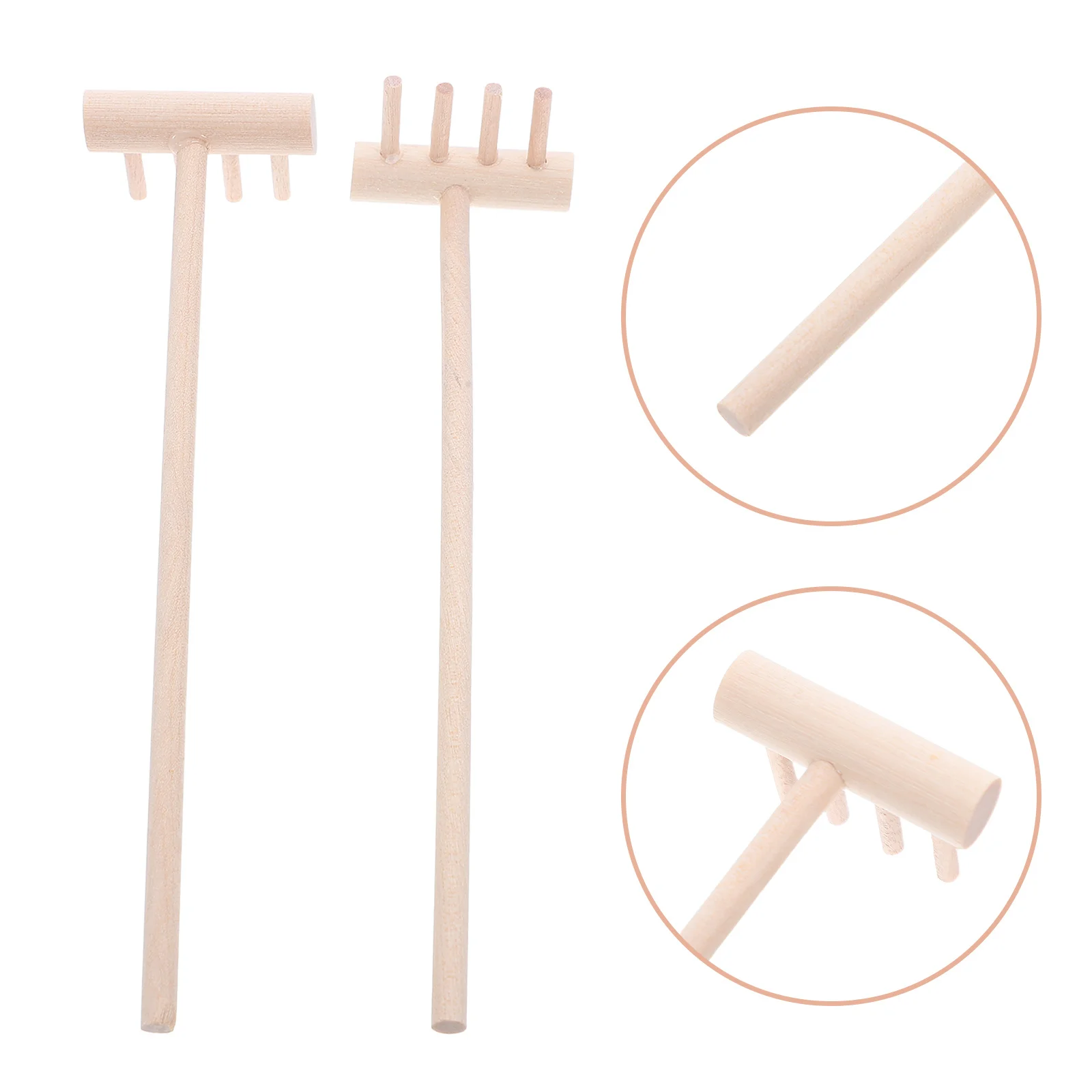 

24pcs Mini Wood Sand Rake 4-Tooth Small Handheld Garden Tool For Zen Meditation Bonsai Sandbox Kids Tabletop Sand Art Raking