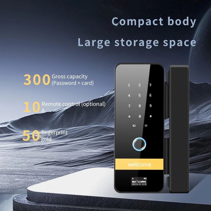 Home Office Security Fingerprint Smart Door Lock With Password Key IC Card Tuya APP Remote Control Unlock Smart Glass Door Lock