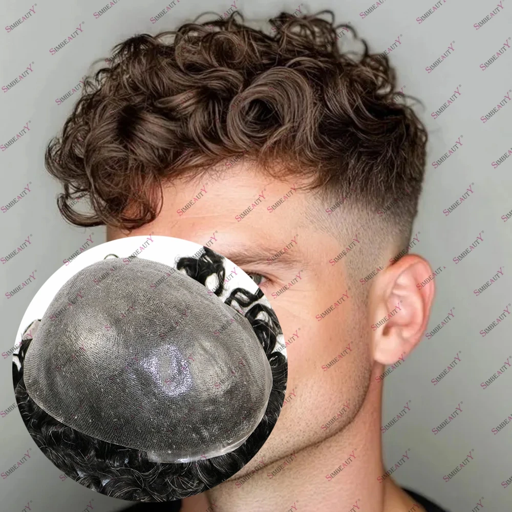 

Прочный прочный силиконовый мужской парик из искусственной кожи с вьющимися человеческими волосами, черный, коричневый # 3 # 6 мужских волос 22/24/26 мм, завиток, натуральный волосяной протез