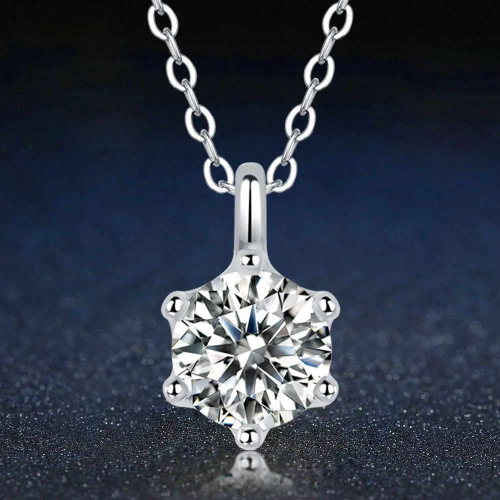 

1 CT Moissanite Diamond Necklace for Women 925 Sterling Silver Chain Excellent Cut VVS1 D Color Fine Jewelry Wedding- Classic