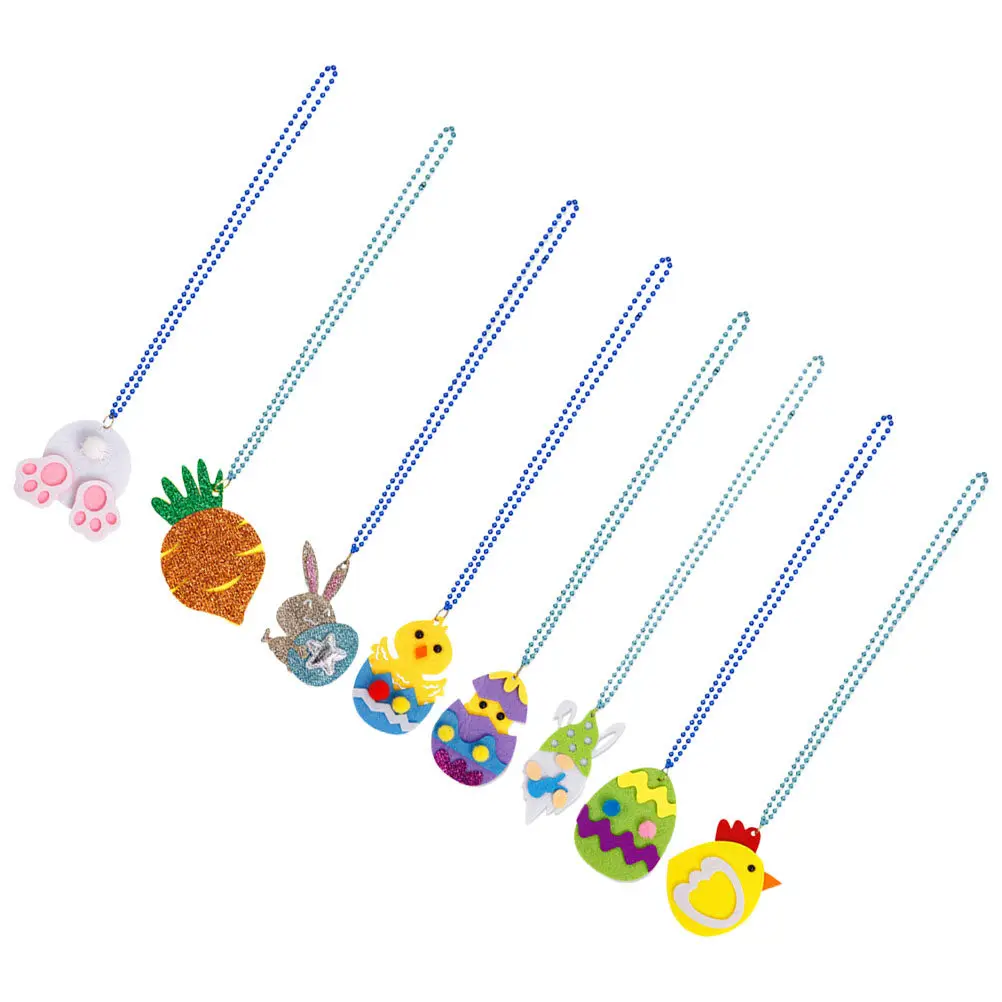 

8 шт. пасхальных детских ожерелий с подвесками, тематические украшения для праздников, цепочки на шею, бижутерия для костюмированных вечеринок, мультяшные ожерелья