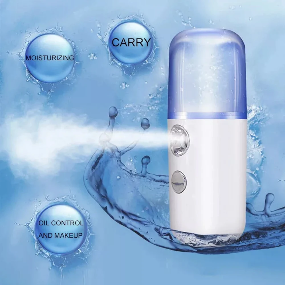 1pcs Mini Nano Mist Sprayer Cooler Facial Steamer Humidifier USB Rechargeable Face Moisturizing Nebulizer Beauty Skin Care Tools