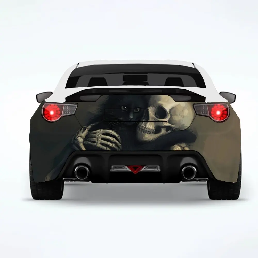 

Skull_and_Black_Cat_Hug Автомобильная наклейка-виниловая наклейка на заднюю часть автомобиля, водонепроницаемые самоклеящиеся виниловые наклейки для хвоста и бампера автомобиля,