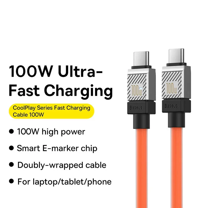 Baseus PD 100W Fast Charging Cable For iPhone 15 Type-C to Type-C Cable USB C to USB C Cable For Xiaomi POCO Realme Macbook iPad