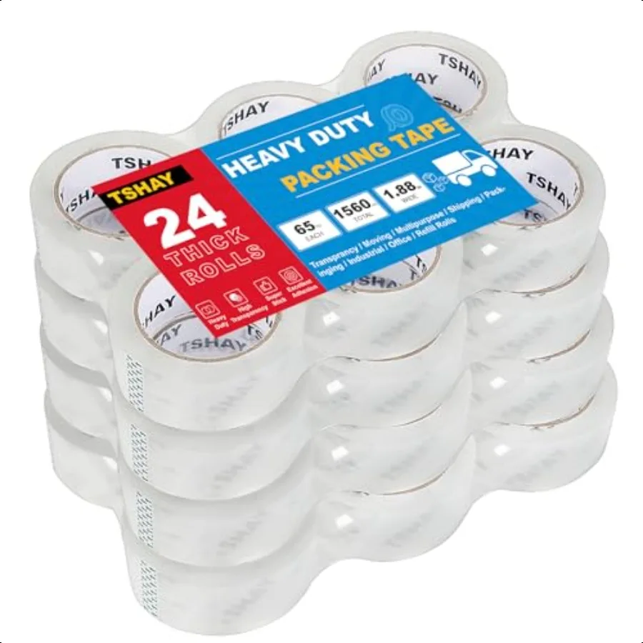 

Packing Tape 24 Pack Heavy Duty Shipping and Moving Packing Tape Clear Packing and Moving plies 1.88 inch Wide 65 Yards Per Rol