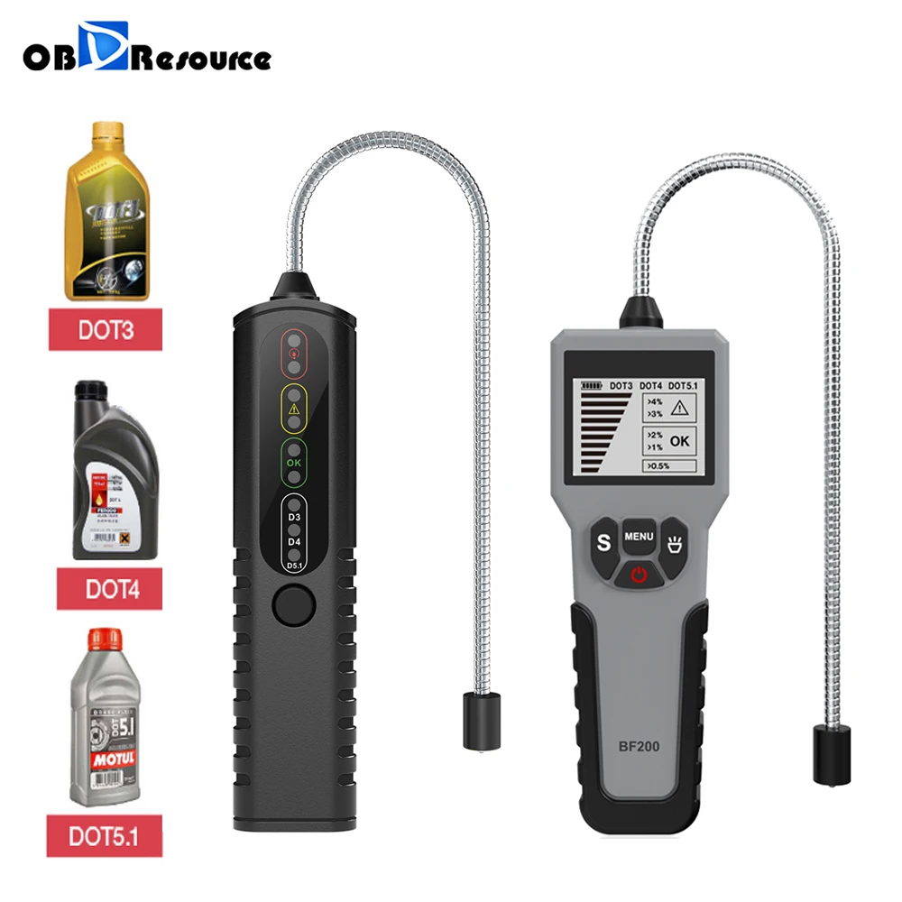 OBDResource Car Brake Fluid Tester BF100 BF200 Digital Car Brake Oil Tool DOT3 DOT4 DOT5.1 LED Indicator Check Car Oil Tool