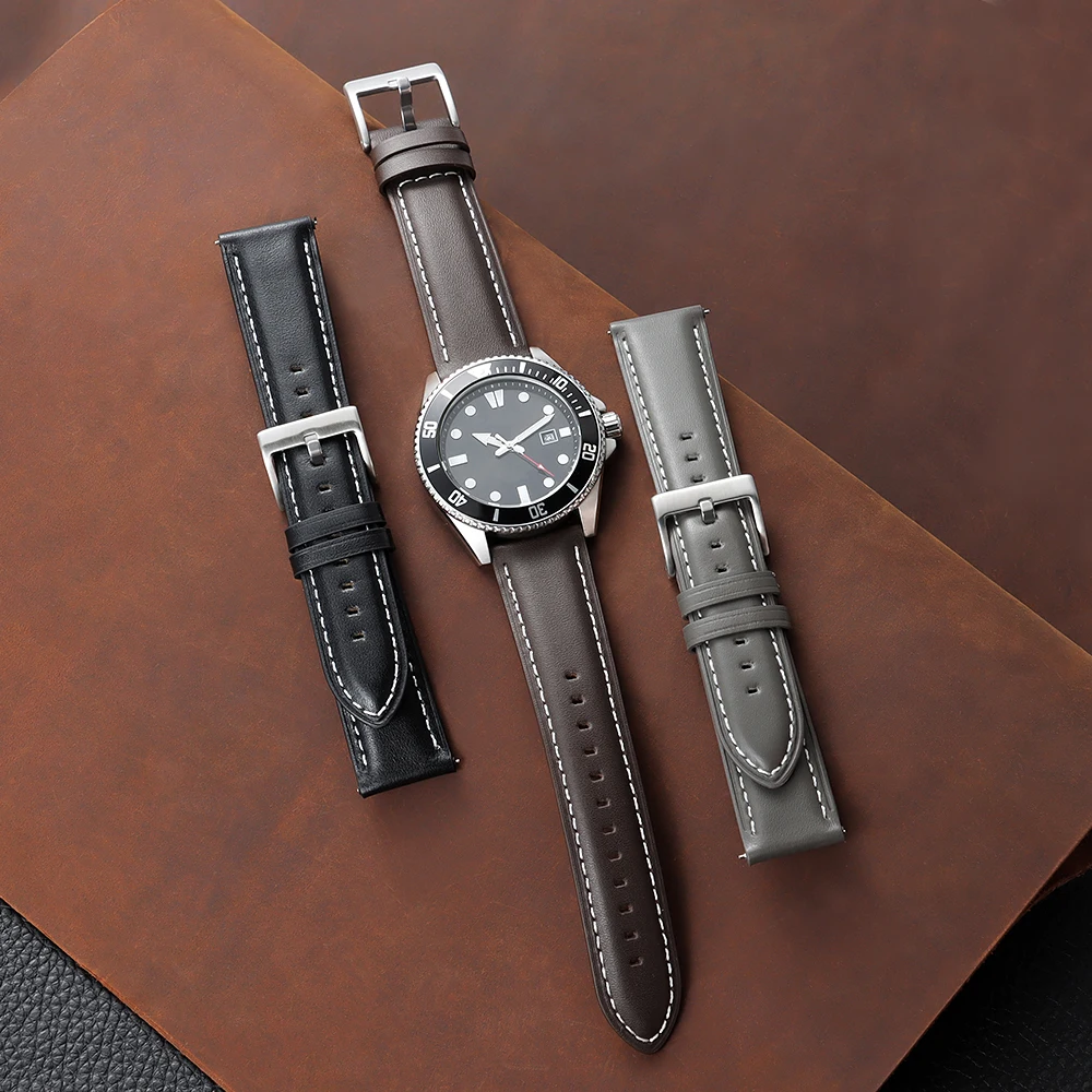 

Premium Calfskin Watch Band 18mm 20mm 22mm New Brown Black Thick Strap Bracelets Women Men Waterproof Wristband Rose Gold Buckle