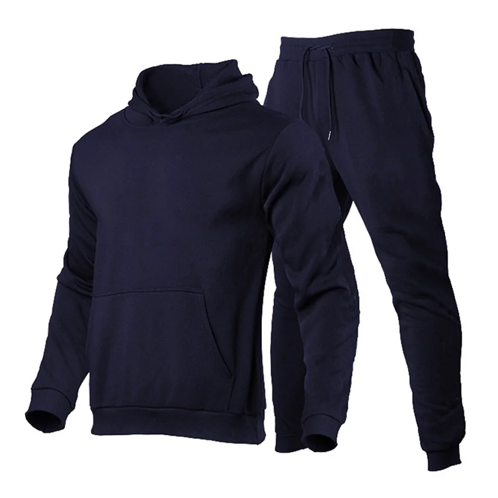 2024 New Men\'s Tracksuit Hooded Pullover + Sweatpants Sports Suit Casual Jogger Sportswear 2 Piece Male Fleece Streetwear Sets