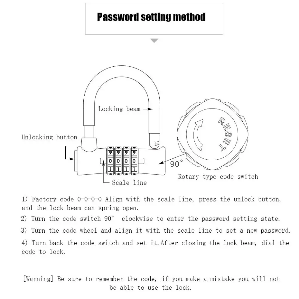 Widely Used 4-digit U-shaped Password Lock Security Anti Theft Password Padlock Waterproof Rust-proof Bicycle Lock Warehouse