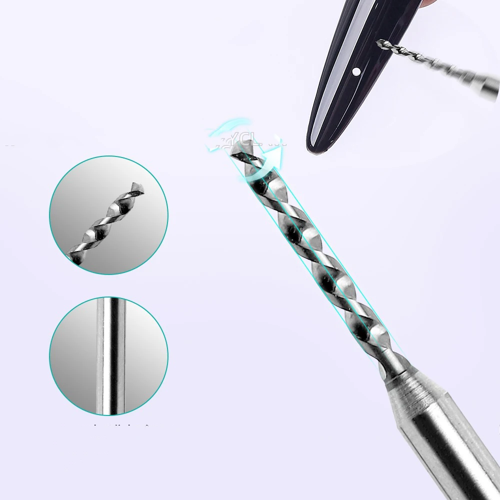 1mm/1,2mm 2 stücke Nagel Bohrer Pierce Bit für Nagel Löcher Wolfram Stahl Nagel Perforation Schleifen Kopf schleifen Bit Maniküre Werkzeuge # r – Detail 5