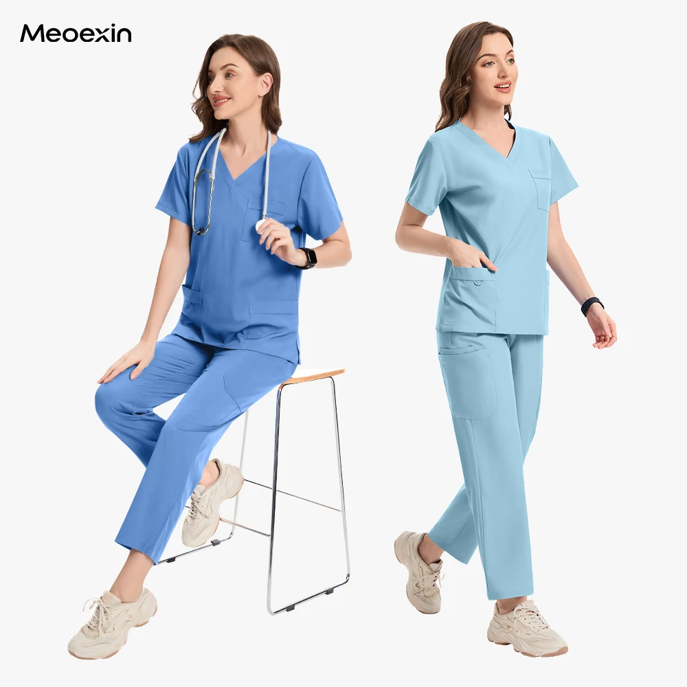 

Унисекс, спандекс, эластичная больница, медицинская медсестра, медсестра, доктор, скрабы, униформа, стоматологическая косметическая униформа для клиники, однотонная рабочая одежда