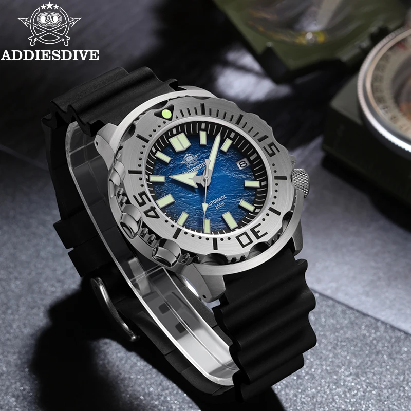 Addiesdive Luminable Automaat Horloge Saffier Rvs Analoge Horloges Waterdichte Vrijetijdsduiken Nh35 Polshorloges Voor Mannen