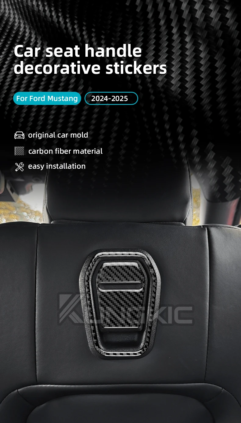 Echte weiche Carbonfaser für Ford Mustang GT Dark Horse EcoBoost 2024 2025 2026 LHD RHD Auto-Sitzgriff-Dekorleiste Aufkleber – Detail 1