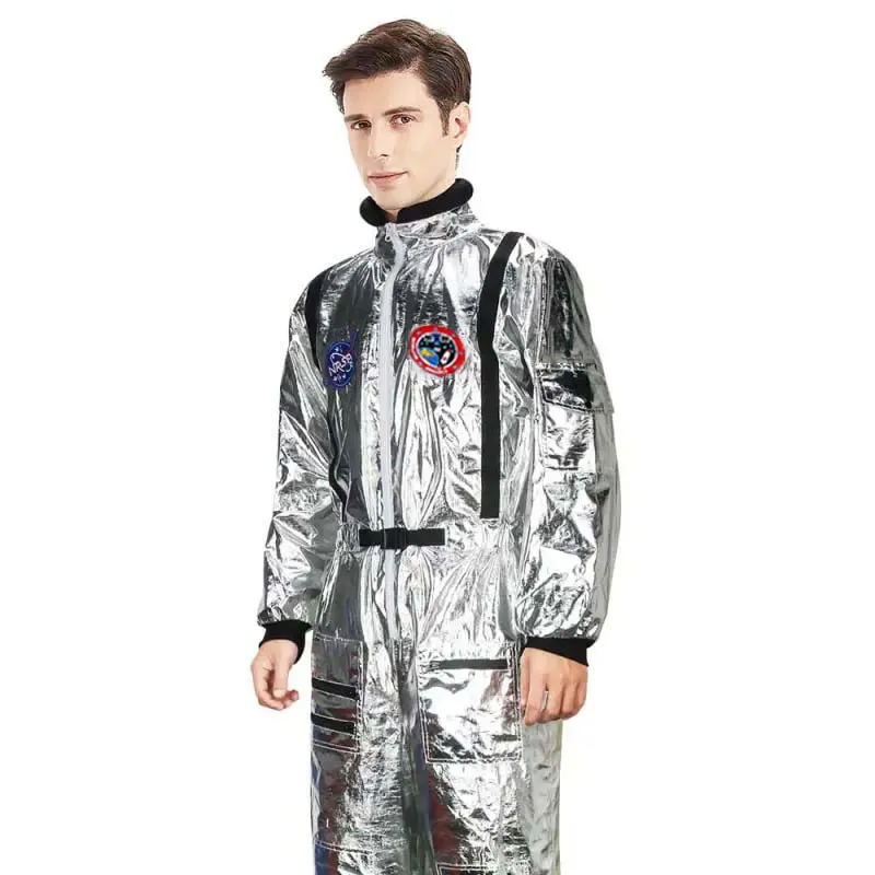 

Cosplay Silver Astronaut Performance Suit Adult Male Female Suit Space Jumpsuit Halloween Carnival Party Outfit New Gift Hat