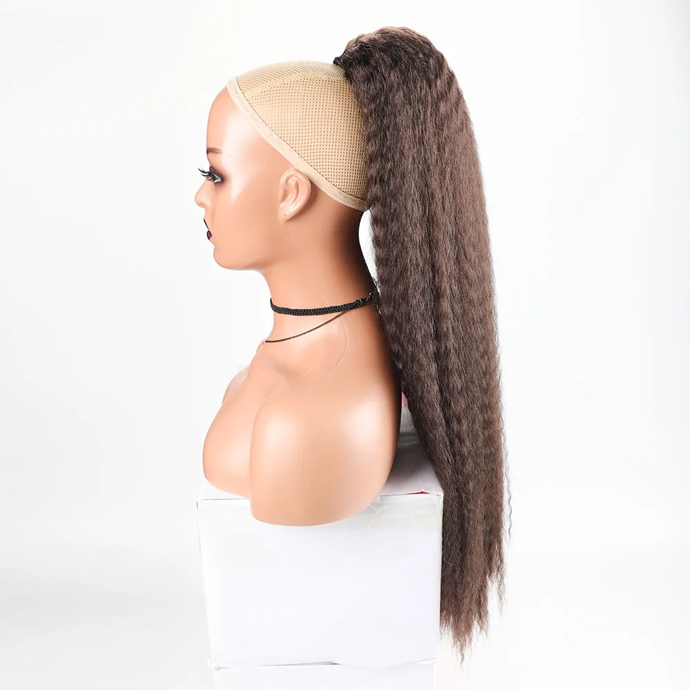 Long Puffy Curly Synthetic Draw-string Ponytails Small Curly Synthetic Ponytail for Women 26 Inch Fake Draw-string Ponytail Hair