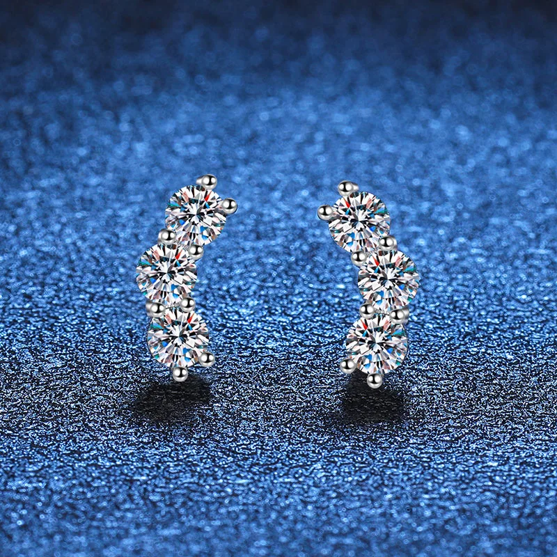 18K Platinum Diamond Stud Earrings Smiling Fashion Moissanite Plated PT950 Platinum Temperament Simple D Color Earrings Gift