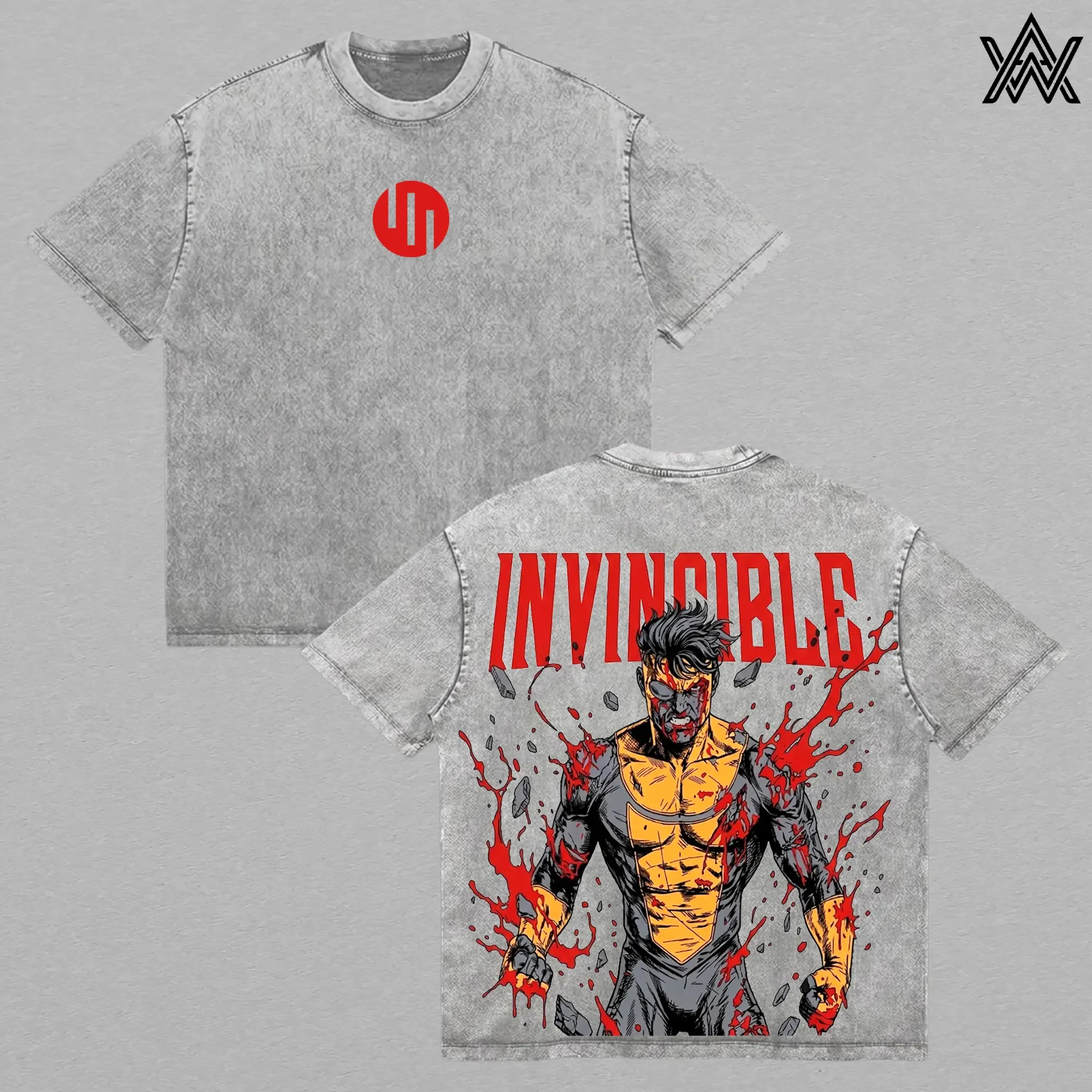 Invincible Anime Mark Grayson T-shirt Men Clothing Fashion Vintage Washed T Shirt Summer Casual Oversized Cotton Tees Clothes