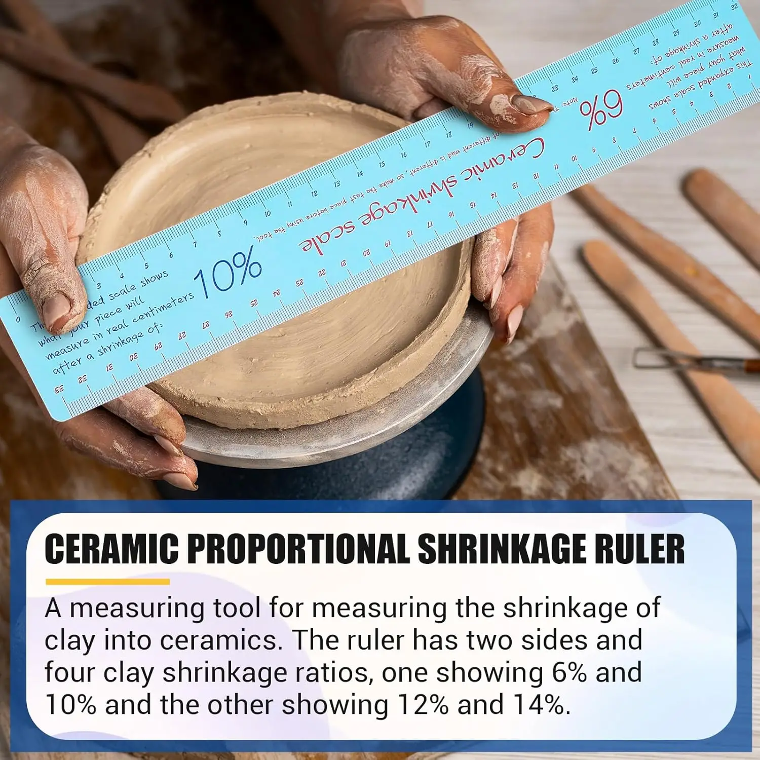 Ceramic Shrinkage Ruler, Ceramic Measuring Ruler, Pottery Sculpting Tool for Clay Sculpture Model Making