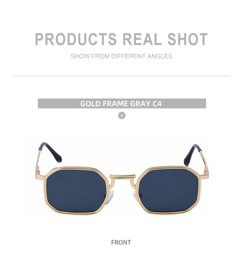 Steampunk Klassische Rechteckige Sonnenbrille für Herren 2026 Luxusmarke Punk Polygon Metallrahmen Sonnenbrillen für Männer Fahrbrillen Schutzbrille – Detail 14