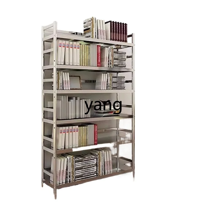 

ZJJ Stainless Steel Bookshelf Multi-layer Simple Modern Floor-standing Home Bookcase Document File Archive Storage Rack