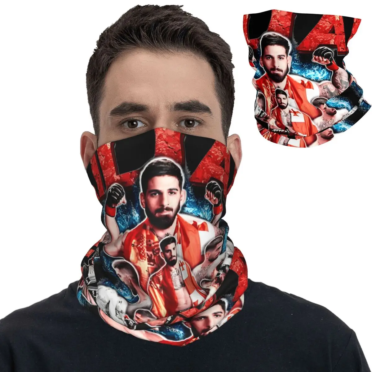 Ilia Topuria Boxer Bandana Neck Cover Printed Magic Scarf Multi-use Face Mask Cycling for Men Women Adult Washable