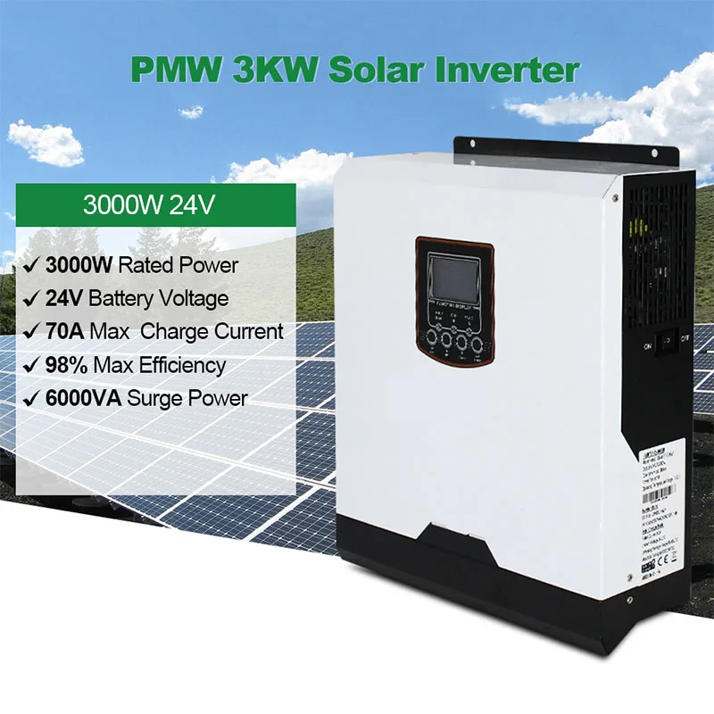 

3000va 3000w Solar Inverter 24V 230VAC 50Hz/60Hz Hybrid Inverter Pure Sine Wave PWM Battery Charger inversor