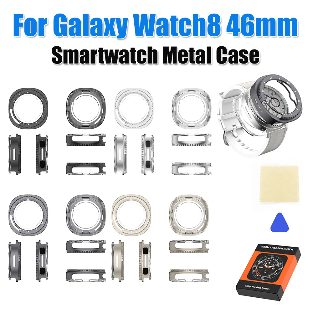 

For Galaxy Watch8 Classic 46mm Metal Cover Protector Anti-Fall Protective Hard Frame Hollow Out Shells Smartwatch Accessories