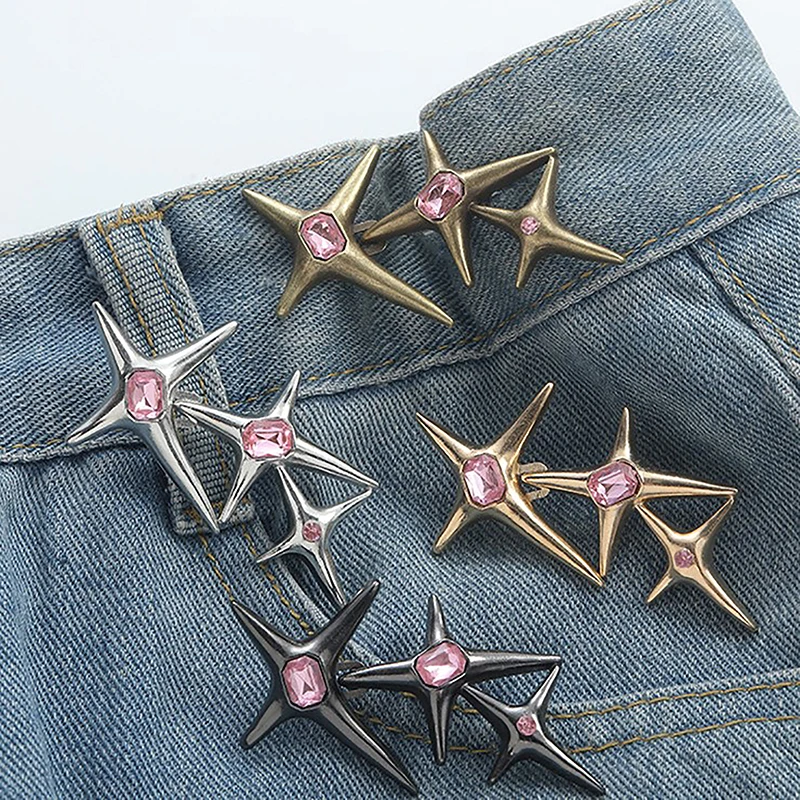 

1 Pair Removable Cross Star Waist Buckle For Pants Skirts Waist Tightener No Sewing Required Adjustable Waist Buckle For Jeans